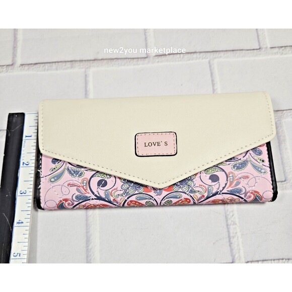 Women's Long Envelope Clutch Wallet PU Leather Purse Card Holder Floral Handbag - Picture 7 of 12